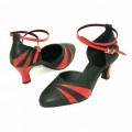 High class two piece red leather women performance ballroom modern dance shoes