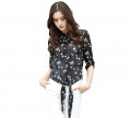 women's Spring Sleeves note printing Chiffon Shirt Blouse Tops#409