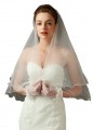 Short Tulle Sheer Bride Cathedral Wedding Veil-Trim Variable bead veil#2401-718