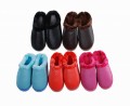 Side seam Plush slippers-lattice PU leather Warm Plush slippers for winter#LT6208 