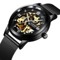 Waterproof Diamond inlaid Hollow out Mechanical Men's automatic Watch#1019