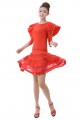 Latin salsa cha cha tango Ballroom Dance Dress-Milk silk tassel hands sleeve+Lace skirt