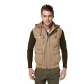 European outdoor leisure&washed cotton hooded Men's vest-multi-pocket&Plus thick velvet Styles