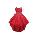 Girl Sleeveless Princess Tailed dress Kids Prom Ball Gown for wedding party#093-3