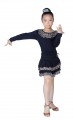 Girls/lady Ballroom latin dance dress- 2sets(Long-sleeved Shirts+skirt)-Black+Leopard