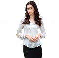 women's Spring long Puff Sleeve Chiffon Shirt Blouse Tops#470