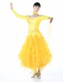 Ladies Ballroom Modern Waltz Tango Dance Dress-Over all dress-Yellow#MDL114055