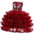 Girl's Princess Dress Leafs Gauze bubble skirt for wedding party#853