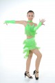 Child Girls/Ladies Latin dance dress-Shirt+skirt in 4sets-Green#RLD114506