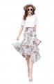 flowers Chiffon Buttock A word Irregular skirt for women summer#752-1