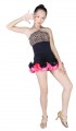 Child girls/lady Ballroom latin dance dress-2sets(Sleeveless shirt+skirt)Black+Leopard