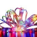Hollow tube copper wire light string Solar Christmas decoration lights 100LED 10M#GD002