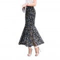 Flowers chiffon Fishtail dress Buttock-wrapped Long skirt for women summer#753-2