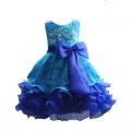 Girl Sleeveless Lace bow Princess Dresses Kids bubble skirt for wedding party#A939