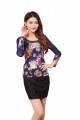  Spring Women Bottoming shirt-Lace Printing T-shirts#ZXZY-8045