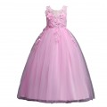 Girl Sleeveless flowers mesh Princess Dresses Kids Prom Ball Gown for wedding party#832