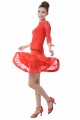 Latin salsa cha cha tango Ballroom Dance Dress-Three-quarter lace sleeves+lace skirt