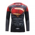 Men's Superman print Long Sleeve Cycling Jersey Biking Shirt Tights Tops#301