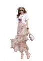  flowers Chiffon Cake skirt Lotus leaf Long pendant dress for women summer#730-2