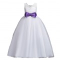 Girl Sleeveless Bow mesh Princess Dresses Kids Prom Ball Gown for wedding party#1021