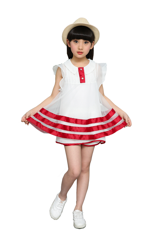 Girls summer Gauze Yarn Sleeveless Princess bubble dress Shorts 2sets