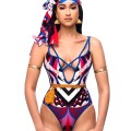  African Women's Sexy Bandage Bikini Digital Printed One Piece Swimsuit