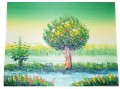 Knife painting Green Tree- Landscape painting 30*40cm unframed Canvas Oil painting