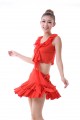Latin salsa cha cha tango Ballroom Dance Dress-Sleeveless lotus leaf collar shirt+skirt
