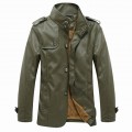 Thicken Winter Men's PU leather Jackets Plus Velvet-Korean Men's leather jacket