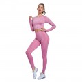 Women Yoga Workout Sets Seamless sleeve shirts High Waist Pants running fitness leggings#T2-L 