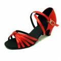 Pink/beige/burning red five strap knot satin Child girls tango cha-cha Salsa ballroom Latin dance shoes