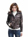 Fashion women's insulations Leisure wild short Jackets coat-Leopard High collar 