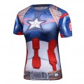 Women’s Captain America cycling short sleeves jersey shirts Sports tights T-shirts#007