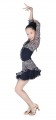 girls/lady Ballroom latin dance dress- 3sets(sleeved Shirts+Vest+skirt)-Black+Leopard