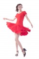 Milk silk Lace Sleeves Sequin Tunic lady salsa cha cha tango Ballroom Dance Dress