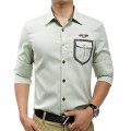 Mens Dress Shirts with patched pocket-Mens business Long Sleeve Dress Shirts-3colors