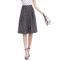 Dot print Broad leg skirt Loose leisure Cropped Trousers for women summer#719-1