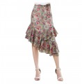 flowers Chiffon A word Buttock Lotus leaf Skirt Dress for women summer#541