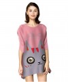 women's fashion fold Loose shirts dress-cat eyes printing leisure spring shirts