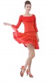 Latin salsa cha cha tango Ballroom Dance Dress-folding gauze shirts+lotus leaf sleeves+lace skirt