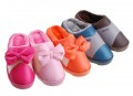 Waterproof down fabric big bow cotton slippers-Winter coral fleece house boots#LT6227