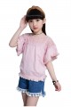 Child Girl's Korean summer T-shirts Blouse jeans shorts 2sets#TSS0303