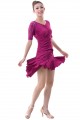 Latin salsa cha cha tango Ballroom Dance Dress-mesh sleeves+Slim Irregular unilateral