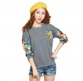 Spring Korean Loose Printing Women Blouse-Long sleeve cotton sweater#YEZ-6092