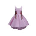 Girl Sleeveless embroidered Princess tailed dress Kids Prom Ball Gown for wedding party#951